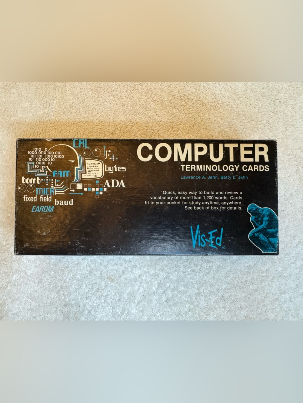 Vintage 1981 Vis-Ed Computer Terminology Flash Cards Set Retro Tech Geek Decor